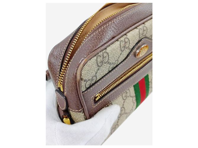 Gucci Borsa a tracolla Ophidia GG Supreme marrone - vista 12