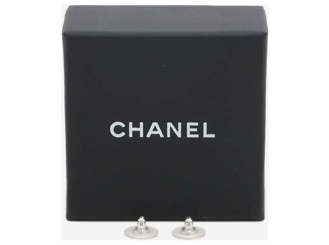 Chanel Pendientes de strass plateados y perlas artificiales Plata - vista 5