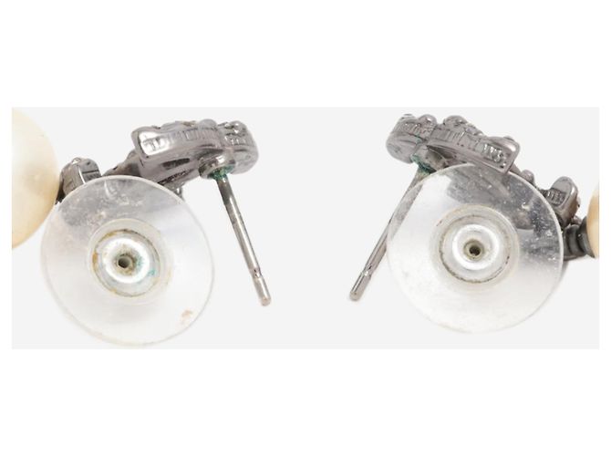 Chanel Pendientes de strass plateados y perlas artificiales Plata - vista 7