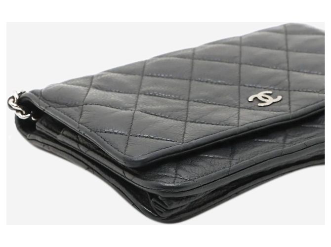 Chanel Wallet on Chain in pelle caviar matelassé nera 2013 Nero - vista 3