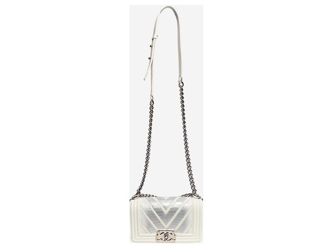 Chanel Borsa Boy 2016 piccola in lucertola chevron bianca Bianco - vista 2