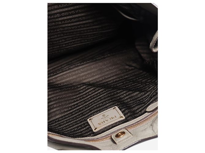 Prada Shopper tote Grey Vitello Daino con zip laterale Grigio - vista 7