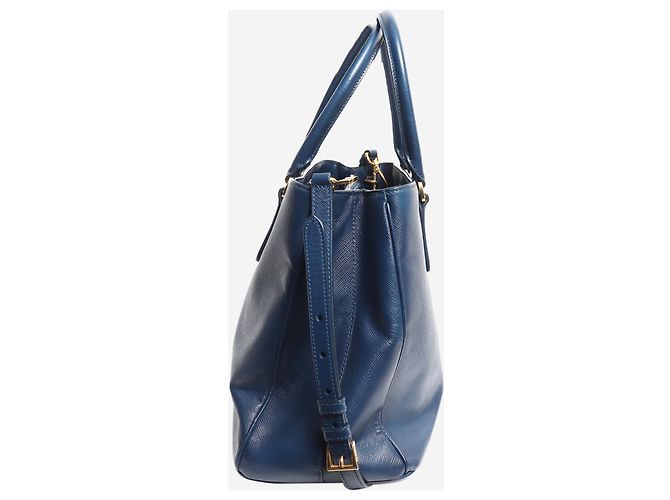 Prada Borsa Galleria 2way in pelle Saffiano blu - vista 2