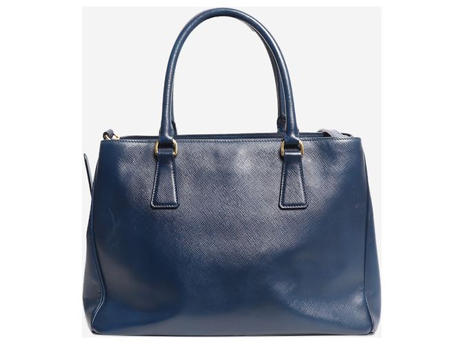 Prada Borsa Galleria 2way in pelle Saffiano blu - vista 3