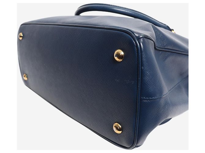 Prada Borsa Galleria 2way in pelle Saffiano blu - vista 4