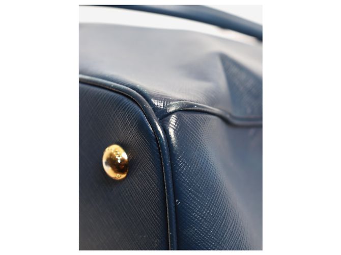 Prada Borsa Galleria 2way in pelle Saffiano blu - vista 5