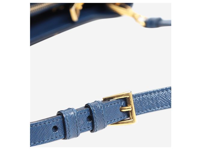 Prada Borsa Galleria 2way in pelle Saffiano blu - vista 6