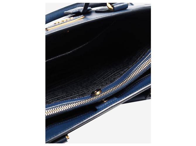 Prada Borsa Galleria 2way in pelle Saffiano blu - vista 7