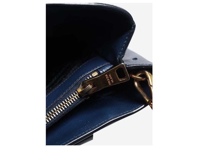 Prada Borsa Galleria 2way in pelle Saffiano blu - vista 8