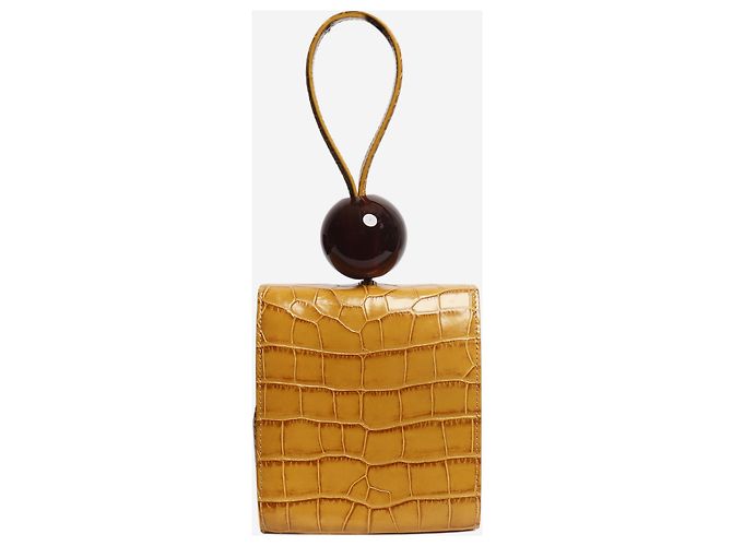 By Far Clutch in pelle embossed effetto coccodrillo senape Giallo - vista 3