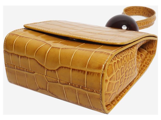 By Far Clutch in pelle embossed effetto coccodrillo senape Giallo - vista 4