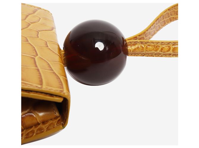 By Far Clutch in pelle embossed effetto coccodrillo senape Giallo - vista 5