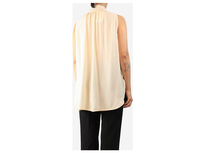 Max Mara Blusa de seda creme com laço no pescoço - size Cru - vista 2