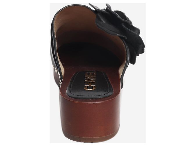 Chanel Black SS23 Camellia Leder-Clogs - Größe EU 36 Schwarz - Ansicht 3