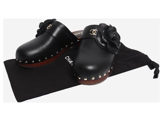 Chanel Black SS23 Camellia Leder-Clogs - Größe EU 36 Schwarz - Ansicht 7