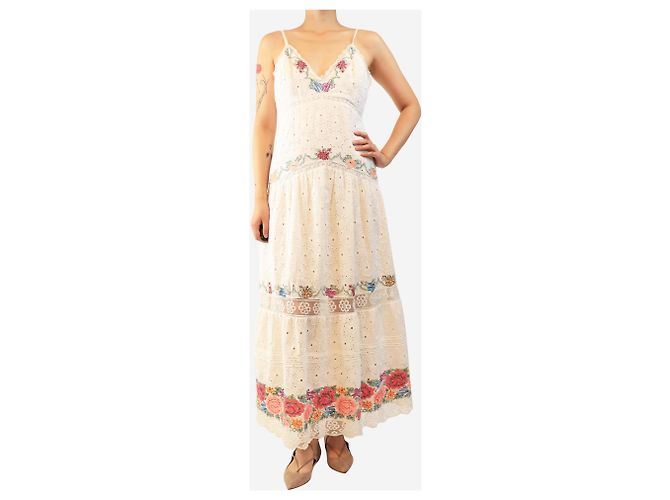 Autre Marque Weißes besticktes Umi Sommerkleid - size UK 10 - Ansicht 3