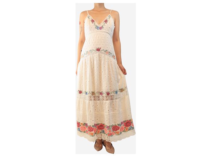 Autre Marque Weißes besticktes Umi Sommerkleid - size UK 10 - Ansicht 4