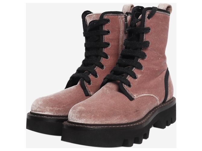 Brunello Cucinelli Botines de terciopelo rosa - talla EU 37 (UK 4) - vista 2