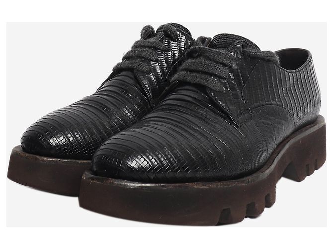 Brunello Cucinelli Zapatos Derby efecto reptil negros - size EU 37 (UK 4) - vista 2