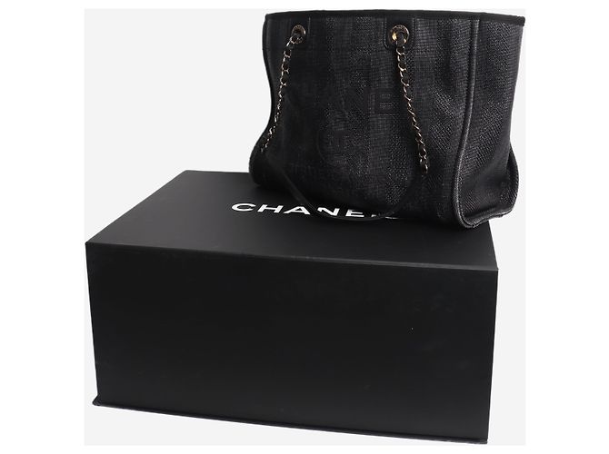 Chanel Borsa tote Deauville nera 2019 Nero - vista 9