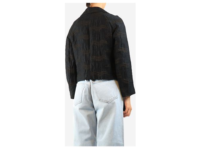 Dries Van Noten Giacca cropped stropicciata nera - size UK 12 Nero - vista 2