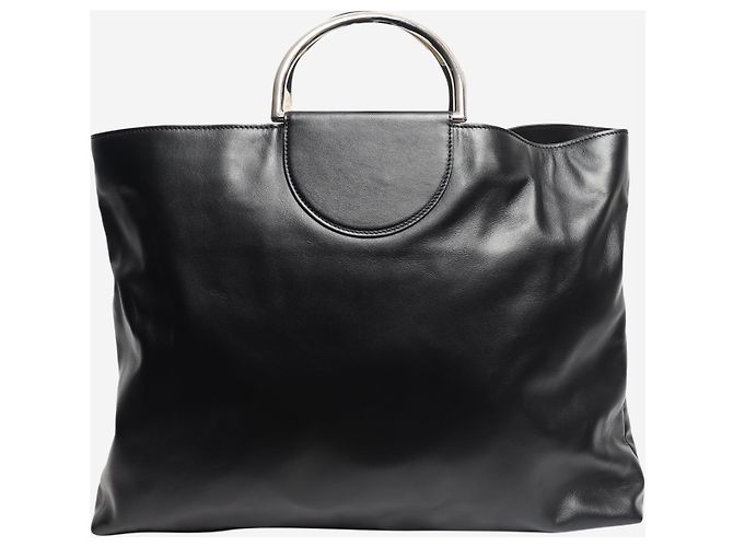 Giorgio Armani Leder-Tote-Bag mit schwarzen Ringgriffen - Ansicht 3