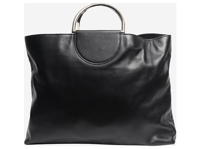 Giorgio Armani Leder-Tote-Bag mit schwarzen Ringgriffen - Ansicht 4