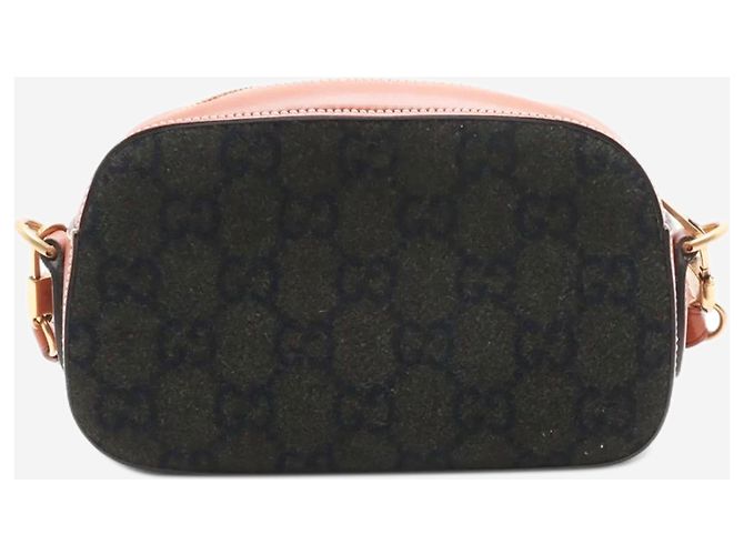 Borsa a tracolla in lana e pelle Khaki Guccissima Verde - vista 2
