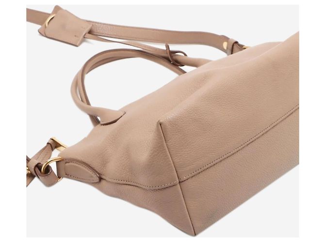 Prada Borsa 2way in pelle Vitello Daino neutra - vista 4