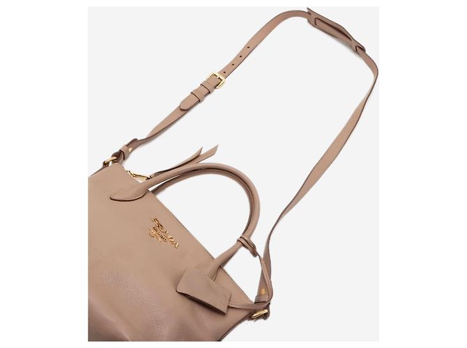 Prada Borsa 2way in pelle Vitello Daino neutra - vista 7