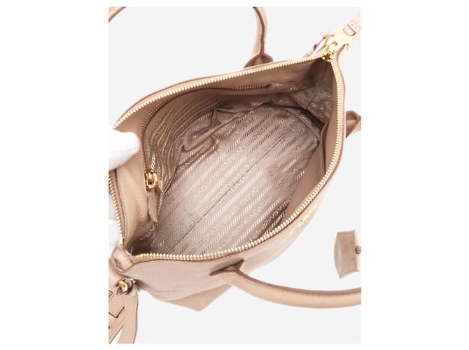 Prada Borsa 2way in pelle Vitello Daino neutra - vista 8