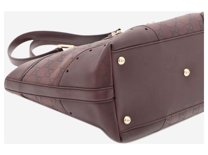 Bolso de hombro de cuero Guccissima marrón Castaño - vista 3