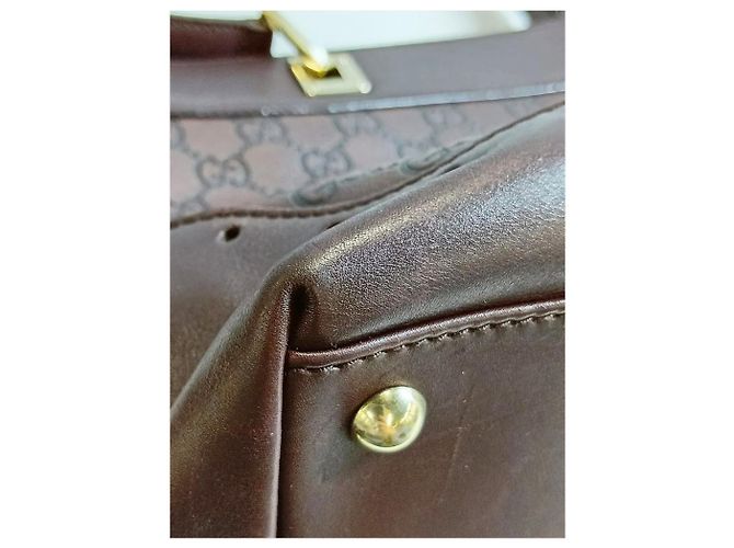 Bolso de hombro de cuero Guccissima marrón Castaño - vista 5