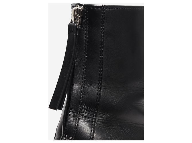 The row Botas de cuero negras con cremallera frontal - size EU 39 (UK 6) Negro - vista 3