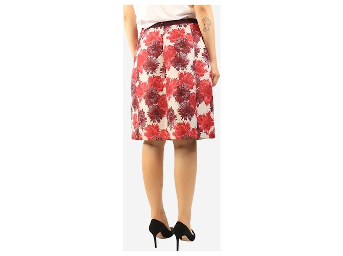 Weekend Max Mara Falda de jacquard floral roja - size UK 14 - vista 3