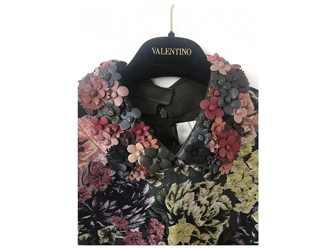 Vestido corto de seda jacquard floral Valentino Multicolor Burdeos Verde oscuro - vista 4