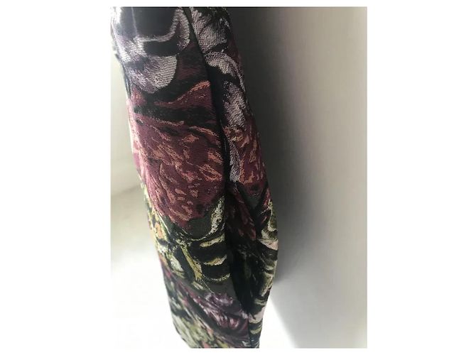 Vestido corto de seda jacquard floral Valentino Multicolor Burdeos Verde oscuro - vista 6