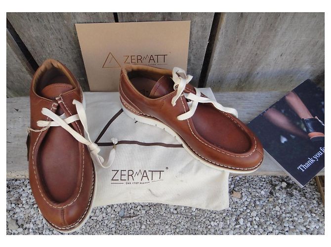 Autre Marque Zapatos Derby Zermatt Mont Blanc Low Cuero Marrón Castaño - vista 2