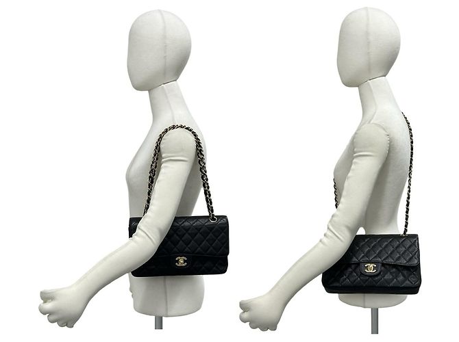 Borsa a tracolla Chanel Matelassé Coco Mark Double Flap Nero - vista 2