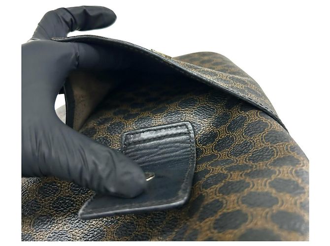 Céline Saco Tote Celine Macadam Blazon Triomphe Pattern Marrom Preto - vista 9