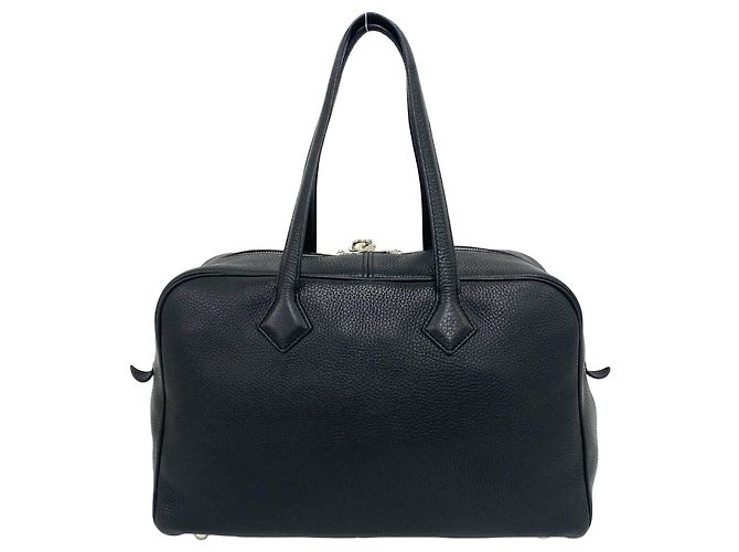 Hermès Borsa Tote HERMES Victoria 35 in pelle Taurillon Clemence nera Nero - vista 3