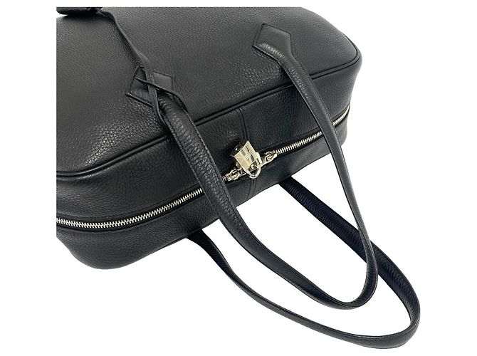 Hermès Borsa Tote HERMES Victoria 35 in pelle Taurillon Clemence nera Nero - vista 4