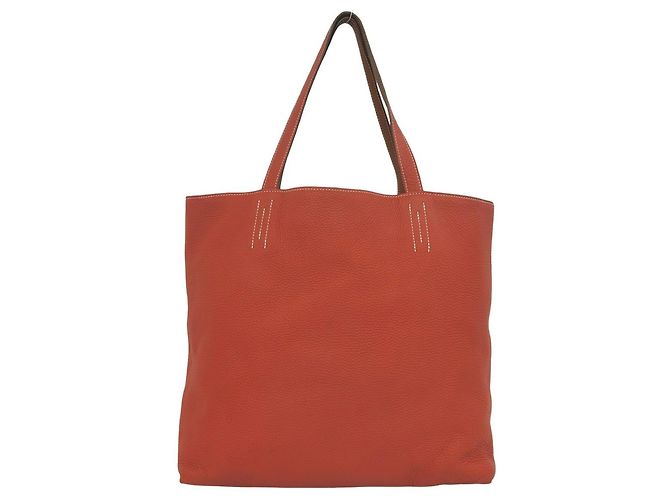 Hermès Bolso Tote Hermes Double Sens 45 Castaño Naranja - vista 3