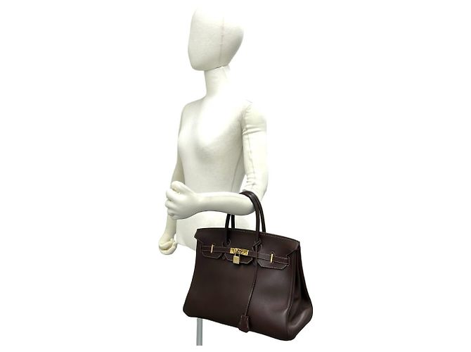 Hermès Borsa Tote Hermes Birkin 35 in pelle Veau Gulliver Marrone - vista 2