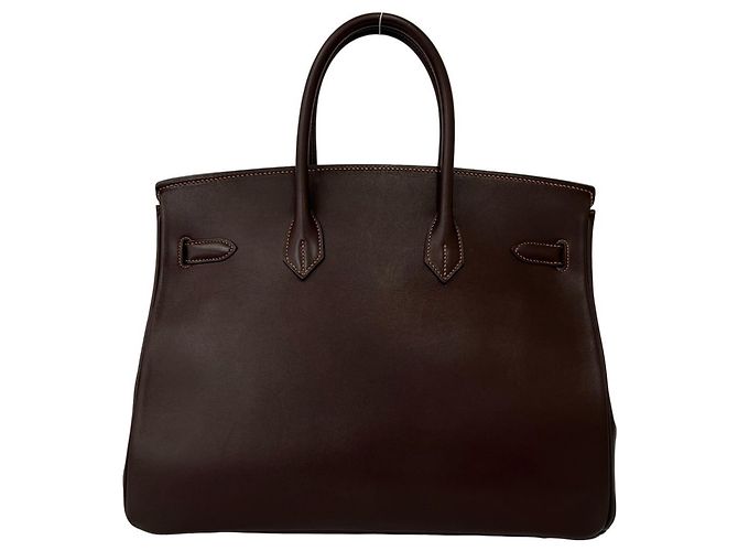 Hermès Borsa Tote Hermes Birkin 35 in pelle Veau Gulliver Marrone - vista 3
