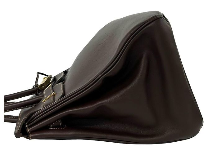 Hermès Borsa Tote Hermes Birkin 35 in pelle Veau Gulliver Marrone - vista 5
