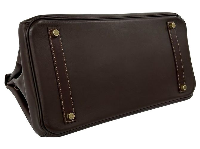 Hermès Borsa Tote Hermes Birkin 35 in pelle Veau Gulliver Marrone - vista 7