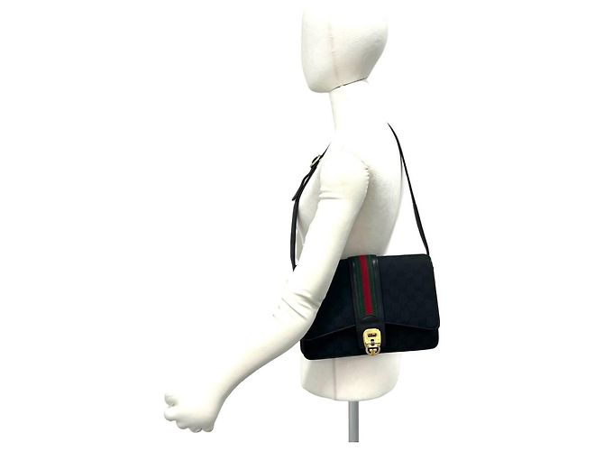 Borsa a tracolla GUCCI Old Gucci Sherry Line Nero Rosso Verde - vista 2