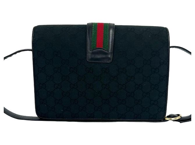 Borsa a tracolla GUCCI Old Gucci Sherry Line Nero Rosso Verde - vista 3