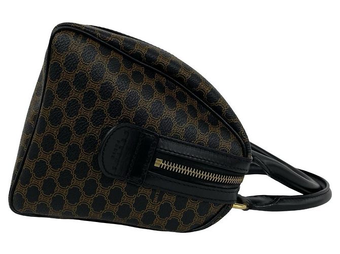 Triomphe Céline Celine Macadam Blazon Pattern Mini Boston Bag Brown Black - view 6